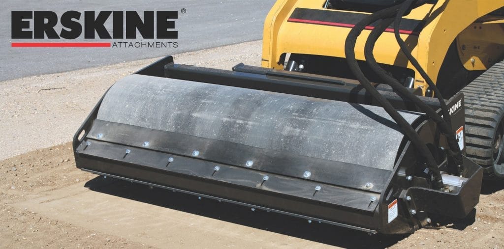 Erskine Vibrator Roller mounted on skid steer