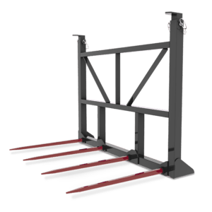 HLA FE55049 - 4 Prong Bale Spear For Round Bales with adj guard, Skid Steer, 49" Spears